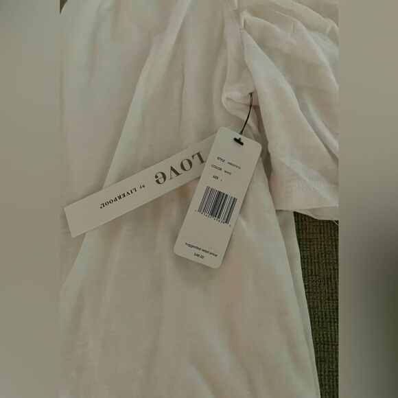 Liverpool Gathered Short Sleeve Knit Tee White Size XL NWT - Picture 5 of 7